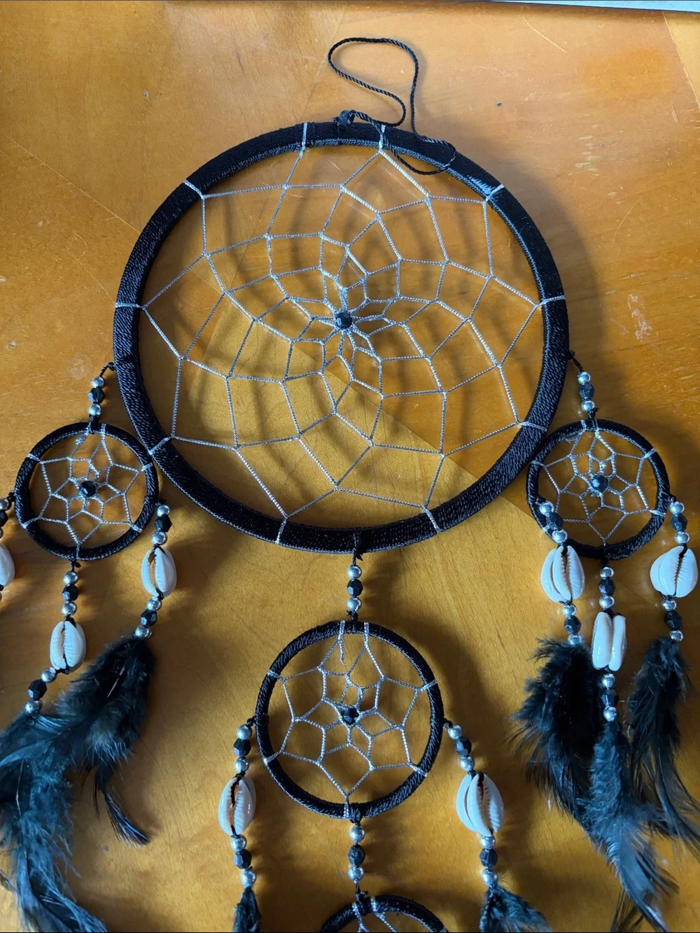 Black Feather Dreamcatcher Wall Tapestry - Boho Hanging Decor